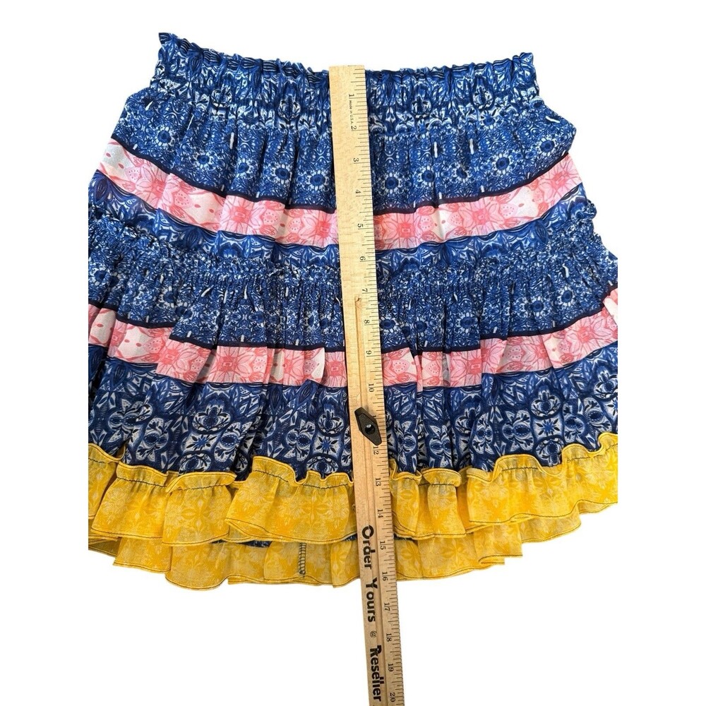 Misa Los Angeles Marion‎ Tiered Mini Skirt Mixed Tile Print Sz XS - Picture 4 of 7